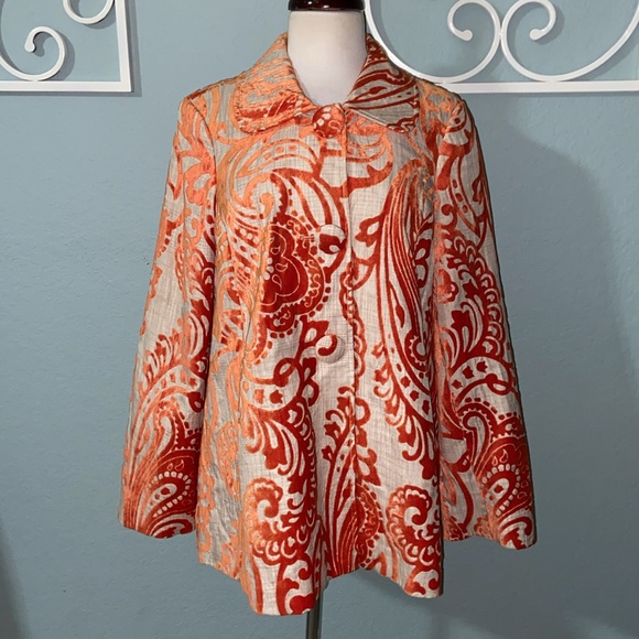 Nwot 3 Sisters Orange Cream Velvet Jacket - Picture 1 of 15